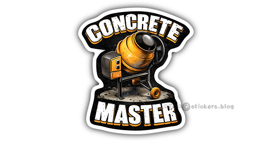 Concrete Master construction sticker with cement mixer graphic waterproof vinyl decal